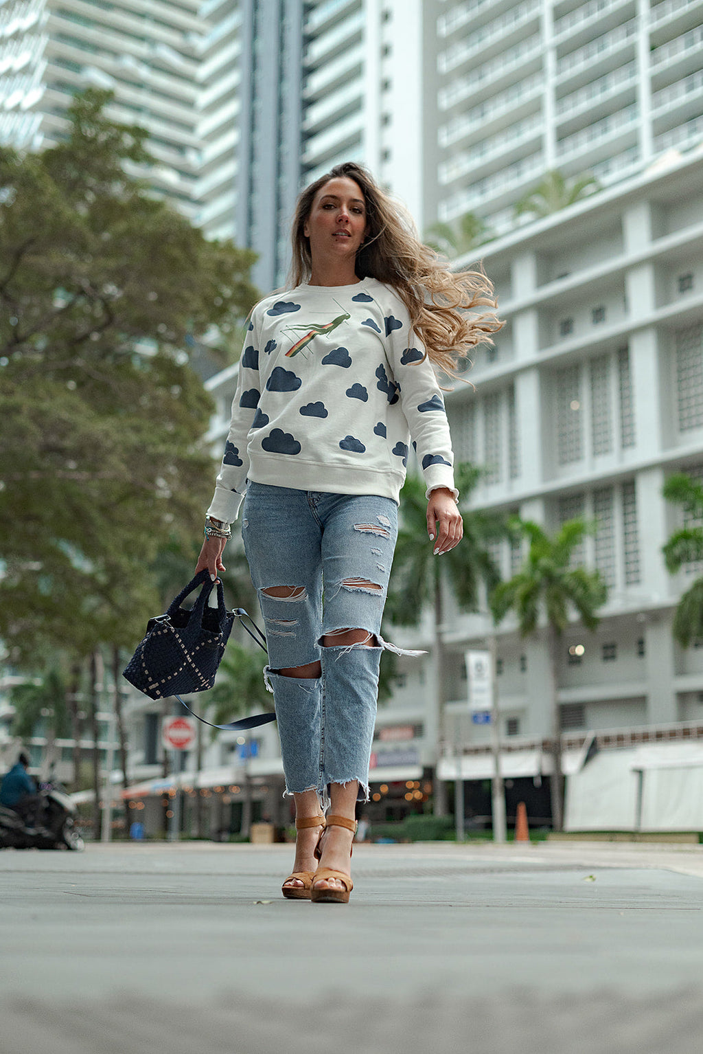 LUXE Small Crossbody-Navy Blue/Black/silver