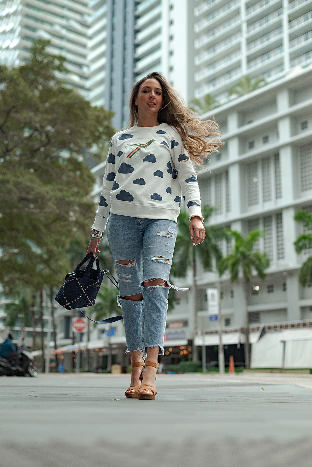 LUXE Small Crossbody-Navy Blue/Black/silver