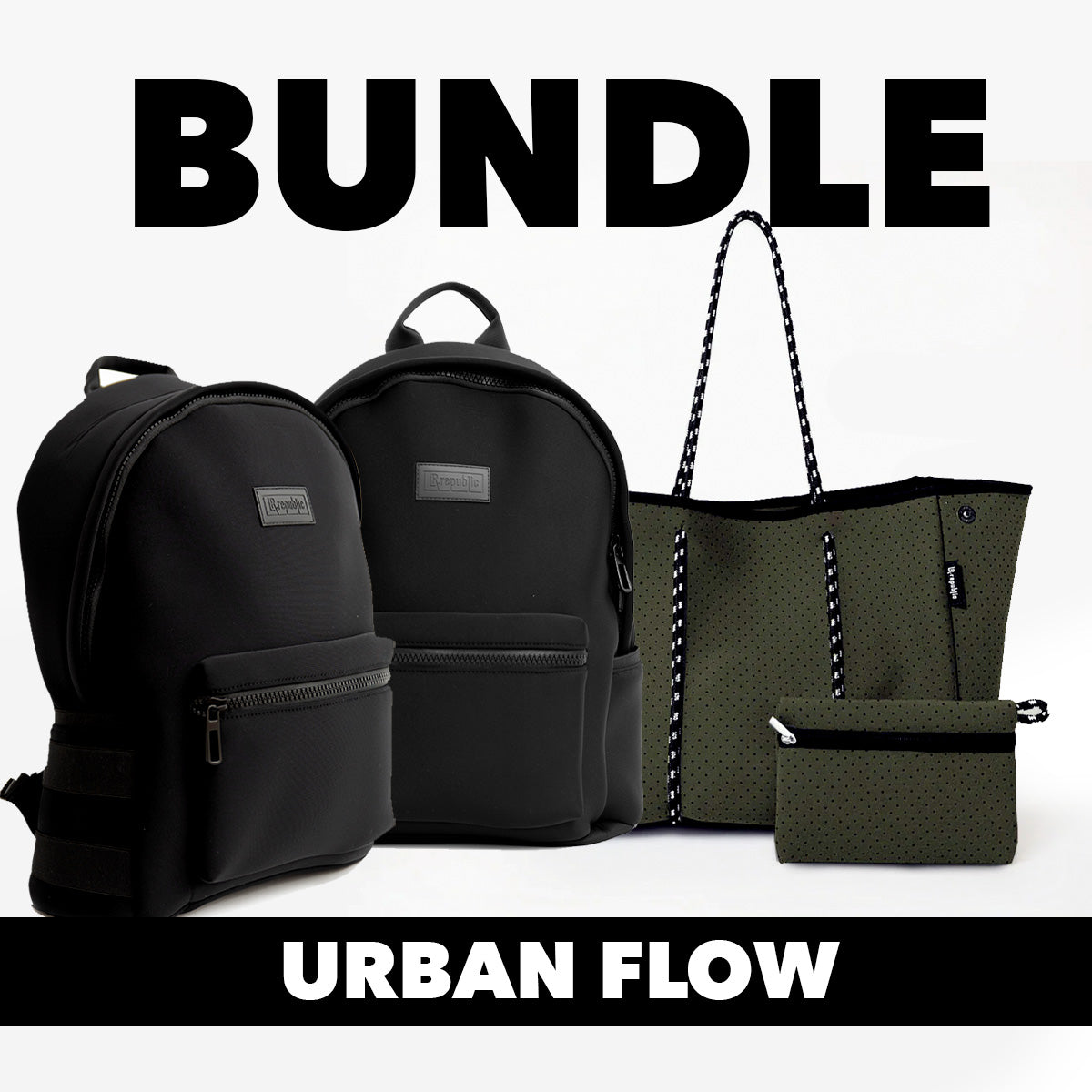 Bundle 5 - Two Backpacks + Military Green Tote